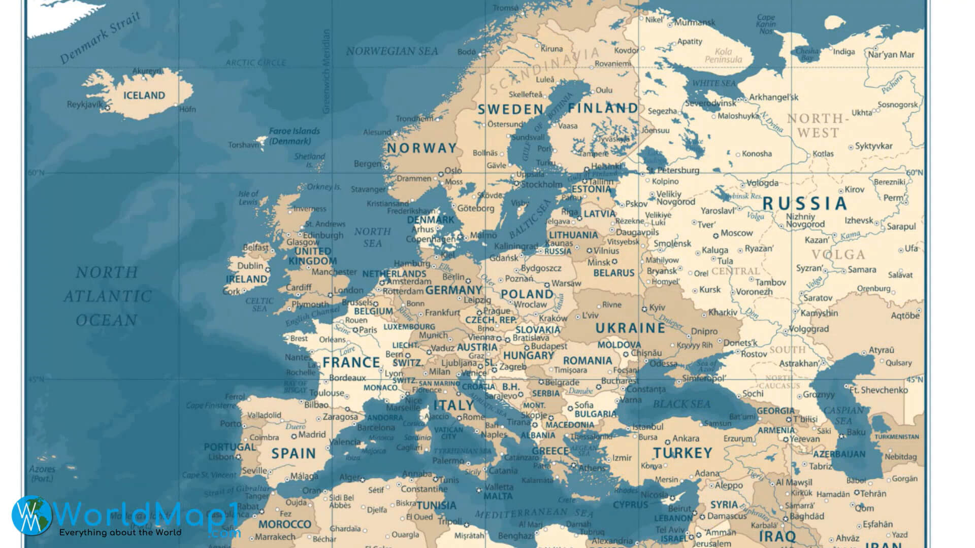 Carte Europe et Russie